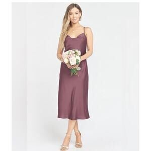 Show Me Your Mumu Verona Crisscross Back Cowl Midi Cocktail Dress Dusty Plum XXS